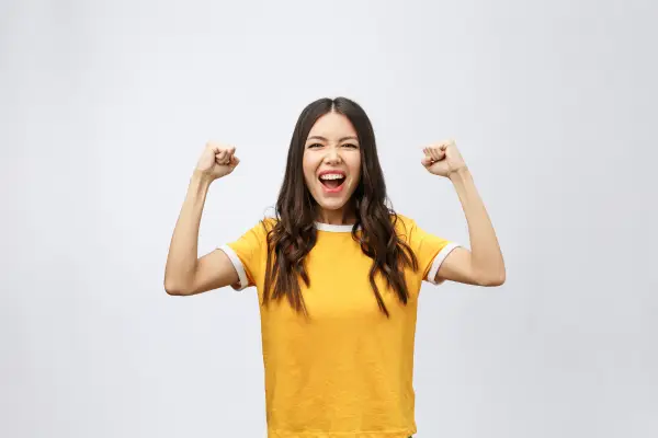 Photo of happy excited woman
